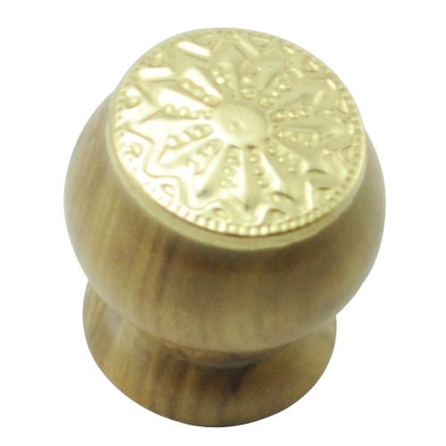 26mm Mushroom Wooden Cabinet Knob with Polish Lacquered Coin 